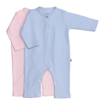 Três variações do babygrow piquet em favo sem pés para bebé com manga comprida e molas de pressão à toda frente e no entre-pernas.