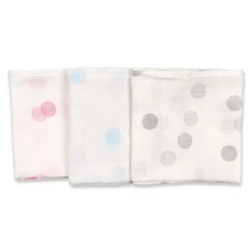 Fralda e swaddle de pano para bebé com bolas.