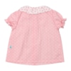 Vista de costas de camisa rosa com gola rosa de pijama de verão para criança.
