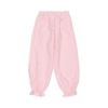 Calças de pijama para bebé rosa aos quadrados brancos. Têm um franzido no tornozelo.