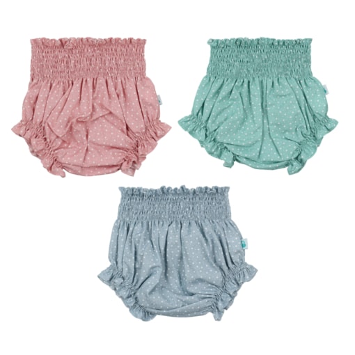 Conjunto de três tapa fraldas de bebé em tecido de algodão com estrelas brancas estampadas.