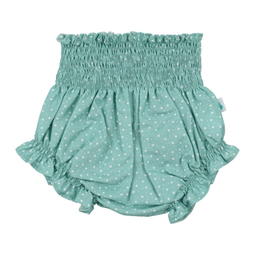Tapa fraldas de bebé em tecido de algodão verde com estrelas brancas estampadas.