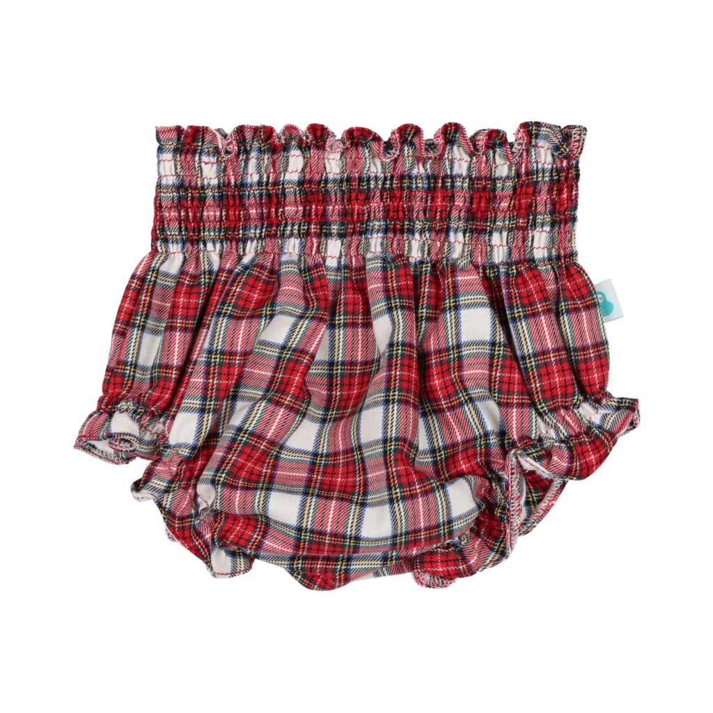 Tapa Fraldas ou calções de bebé feitos em tecido xadrez vermelho e branco 100% algodão. Tem elástico na cintura e nas pernas.