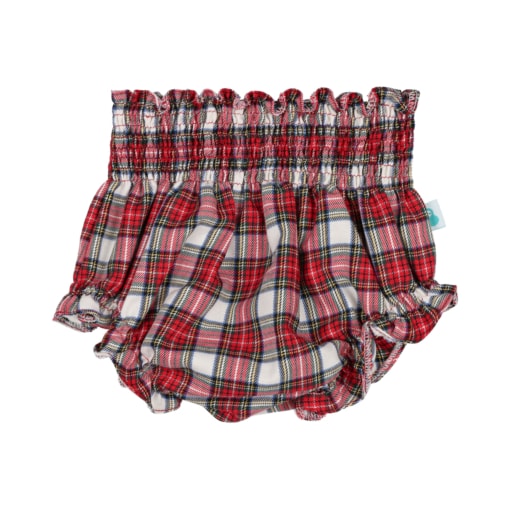 Tapa Fraldas ou calções de bebé feitos em tecido xadrez vermelho e branco 100% algodão. Tem elástico na cintura e nas pernas.
